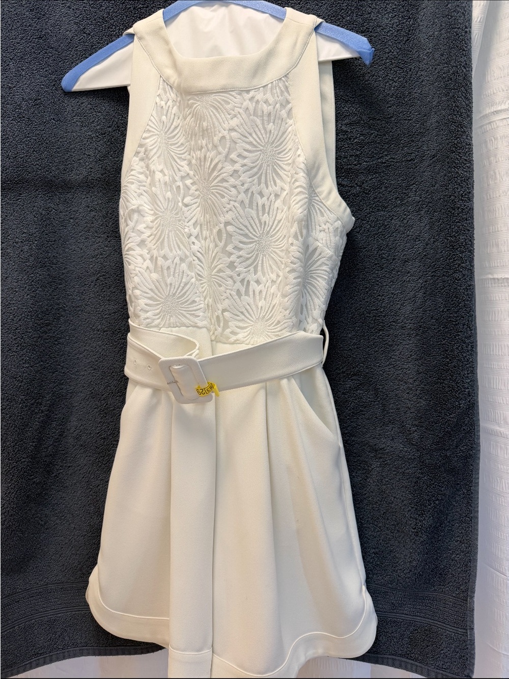 Ted Baker London White Floral Lace Belted Romper